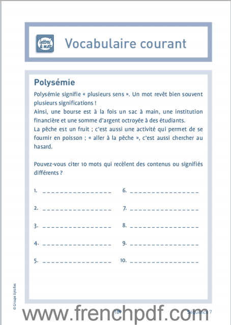 Jeux de Langue Française PDF 7